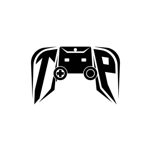 TP Logotipo de jogo ESport inicial. Modelo de vetor de estilo de console de jogo - Vetor, Imagem