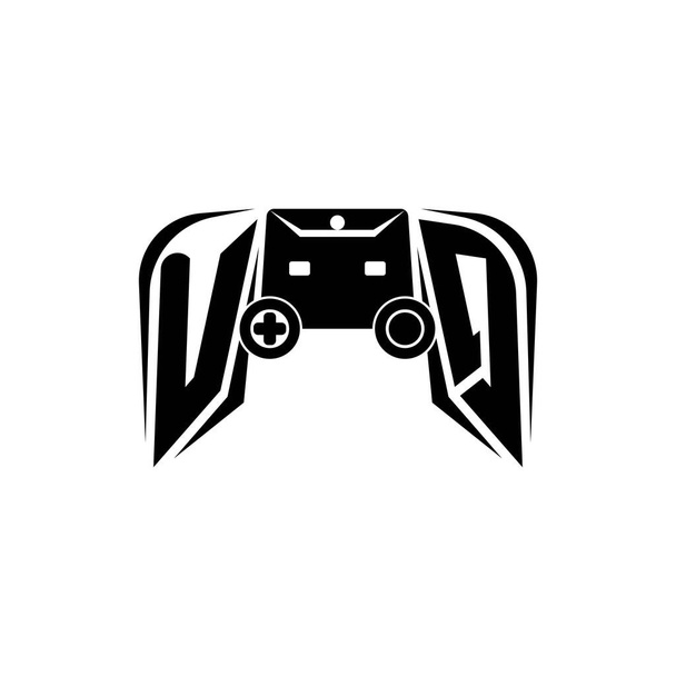 Logotipo de juego inicial de UQ ESport. Plantilla de vector de estilo de consola de juego - Vector, Imagen