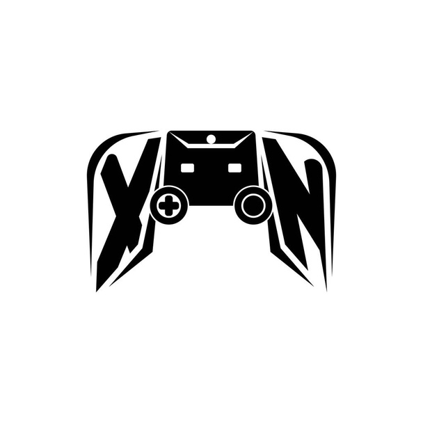 XN Logo inicial de juego de ESport. Plantilla de vector de estilo de consola de juego - Vector, Imagen