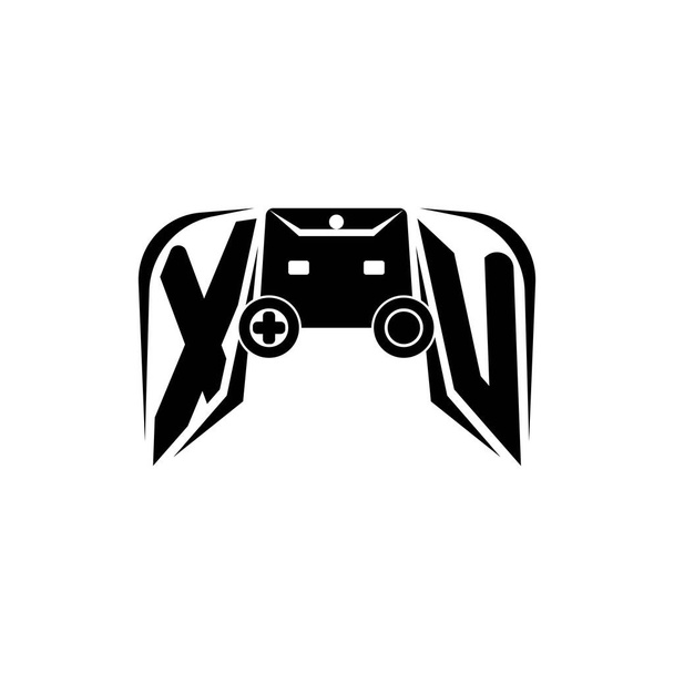 XU Eerste ESport gaming logo. Spel console vorm stijl vector template - Vector, afbeelding
