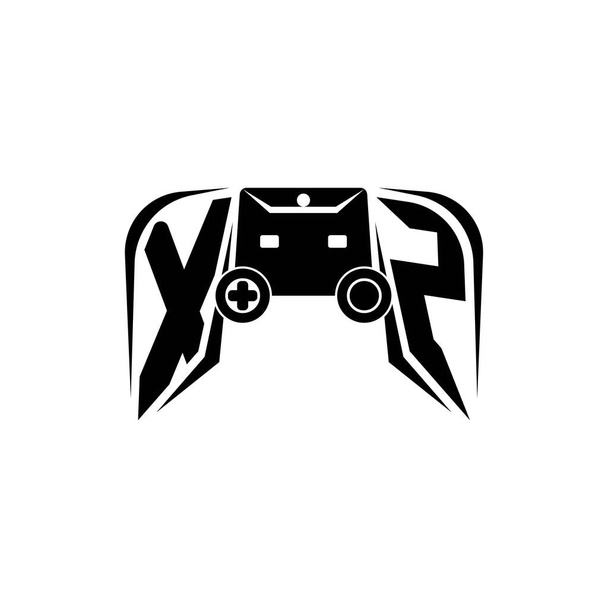 XZ初期ESportゲームロゴ。ゲームコンソール形状ベクトルテンプレート - ベクター画像