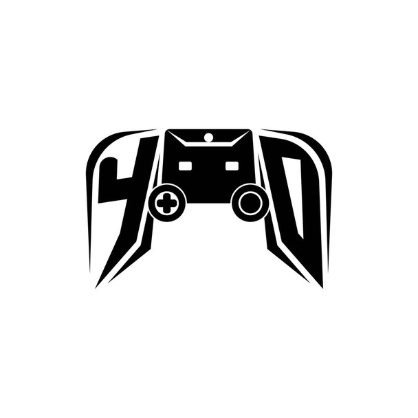 YO Eerste ESport gaming logo. Spel console vorm stijl vector template - Vector, afbeelding