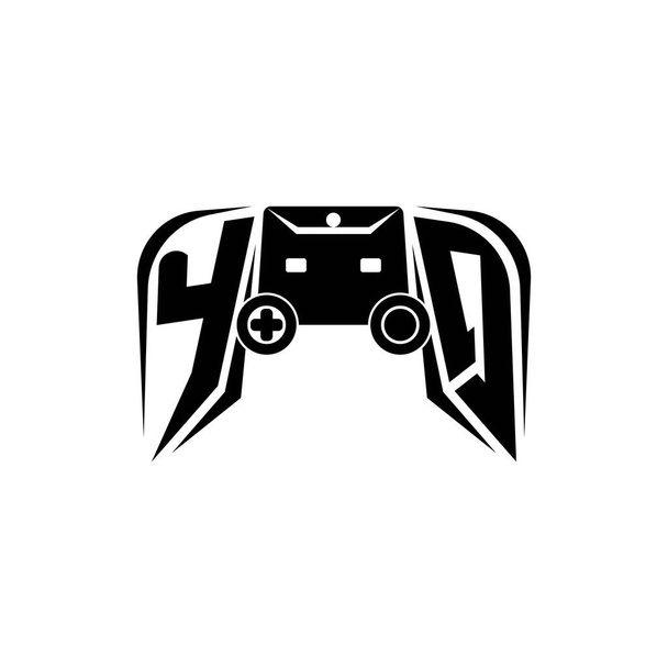 YQ Inicial logotipo de juego de ESport. Plantilla de vector de estilo de consola de juego - Vector, Imagen
