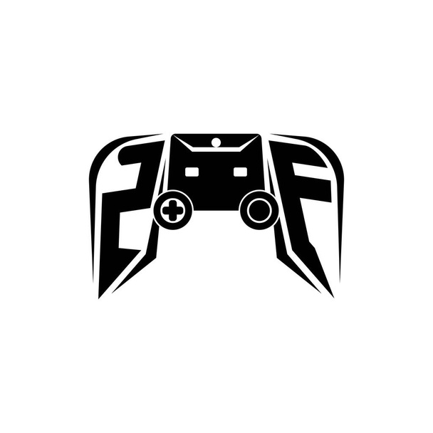 ZF初期ESportゲームロゴ。ゲームコンソール形状ベクトルテンプレート - ベクター画像