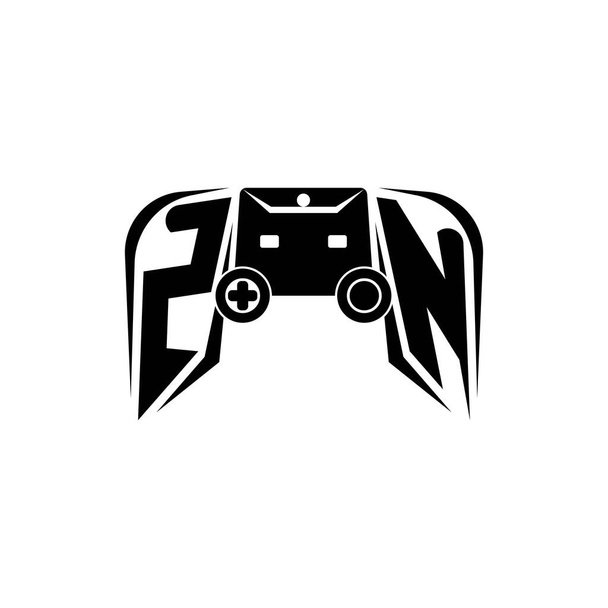 ZN Logo de juego inicial de ESport. Plantilla de vector de estilo de consola de juego - Vector, Imagen