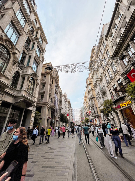 Istanbul, Turkey - September 15, 2021: View from Beyoglu streets, generic architecture in Istanbul most popular district. - Valokuva, kuva