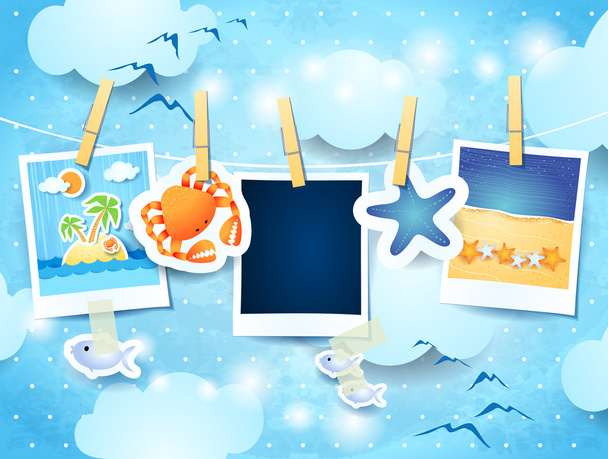 Holidays background with photo frames - Vector, Image