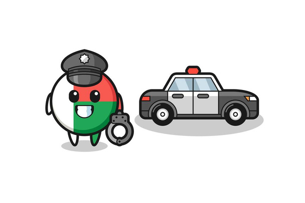 Cartoon mascot of madagascar flag badge as a police , cute design - Vector, Image
