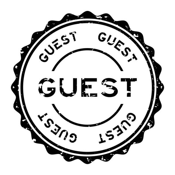 Grunge negro palabra de invitado ronda sello de goma sobre fondo blanco - Vector, imagen