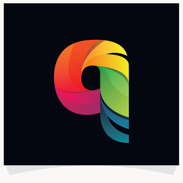 Letter Q logo colorful twisted lines style. Logo designs template. with Black Background - Wektor, obraz