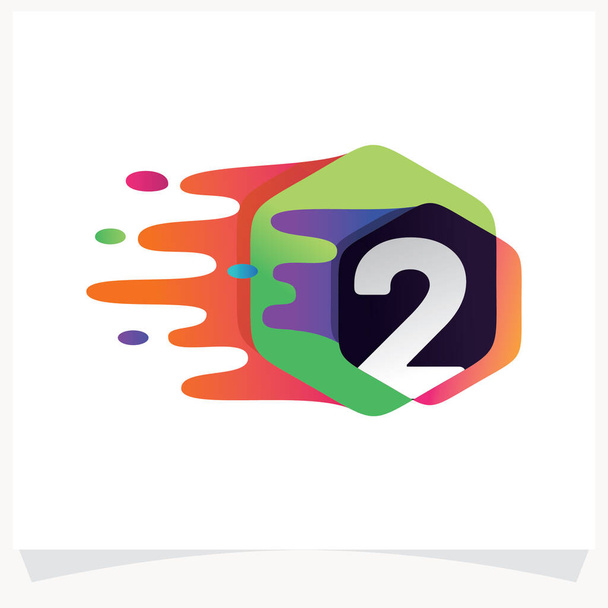 Numero 2 logo ja Hexagonin risteys. Nopea Media Logo suunnittelu. Kuvake muotoilu valkoisella taustalla - Vektori, kuva