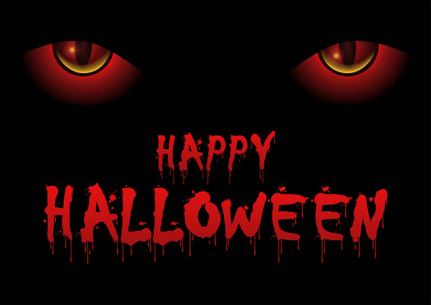 Occhi rossi maligni che fissano e si nascondono dal buio per il tema di Halloween, illustrazione vettoriale  - Vettoriali, immagini