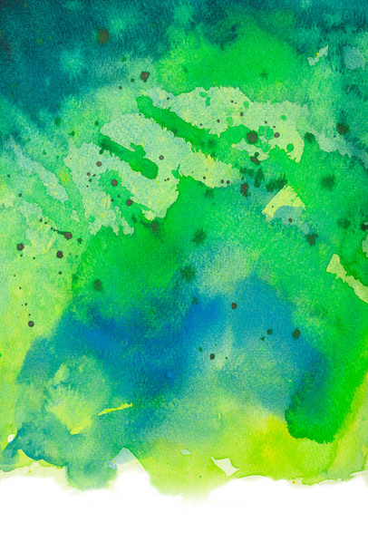 Watercolor Green color design banner. Abstract cold color brush paint paper grain texture. brush strokes illustration. - Photo, Image