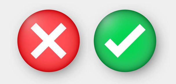 Cross and check mark symbol set. Vector yes and no check marks button. - Vector, Image