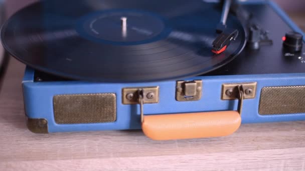 Close up shot of vinyl recording playing on turntable - Footage, Video