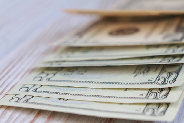 Ten and twenty dollar bills closeup. Macro view. Shallow depth of field - Photo, Image