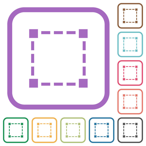 Auswahlwerkzeug solide einfache Symbole in farblich abgerundeten quadratischen Rahmen auf weißem Hintergrund - Vektor, Bild
