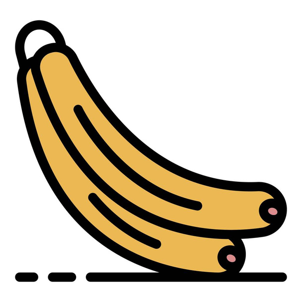 Banana bunch icon color outline vector - Vector, Image