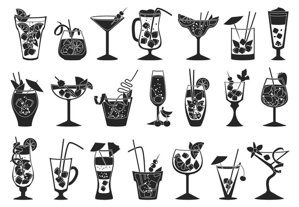 Summer cocktail vector illustration on white background. Vector black set icon fresh drink . Isolated black set icon summer cocktail. - Vektor, obrázek