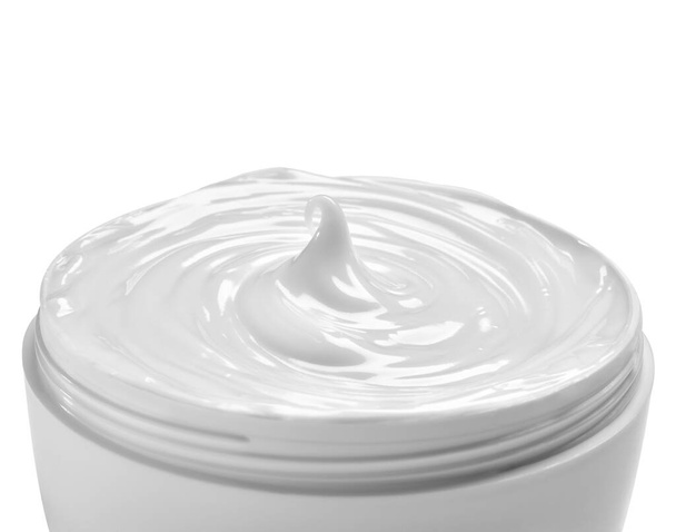 crema blanca recipiente tarro belleza hidratante piel - Foto, Imagen