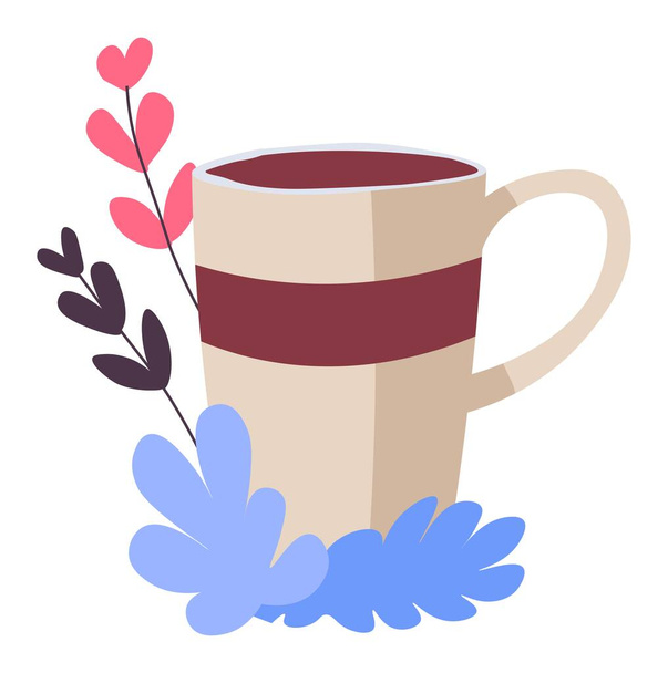 Coffee cup in cafe or restaurant, tasty beverage - Vector, afbeelding