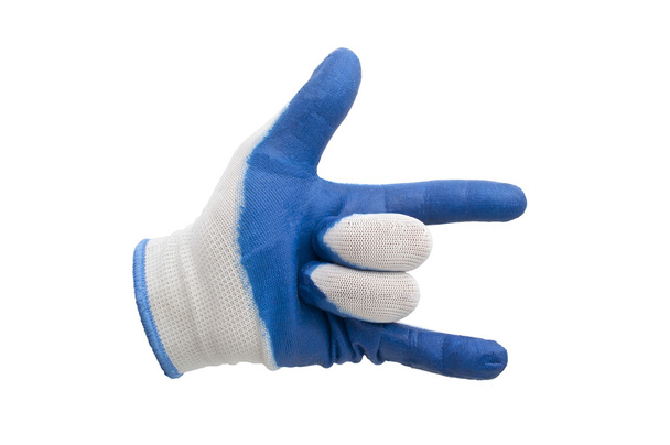 Синие рабочие перчатки изолированы
 - Фото, изображение