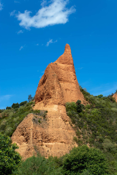 Bright rock peak at the Las Medulas historic gold mining site near the town of Ponferrada in the province of Leon, Castile and Leon, Spain.  - Photo, Image