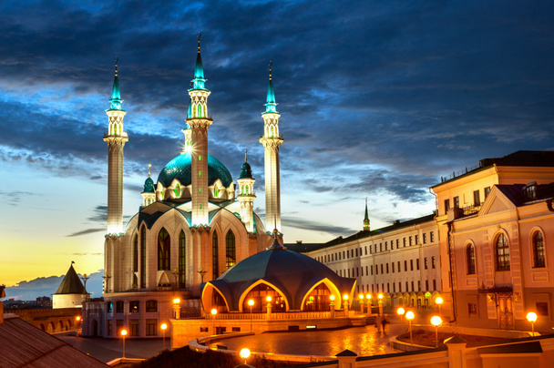 cami "kul Şerif" gece kazan kremlin, Tataristan, Rusya Federasyonu - Fotoğraf, Görsel