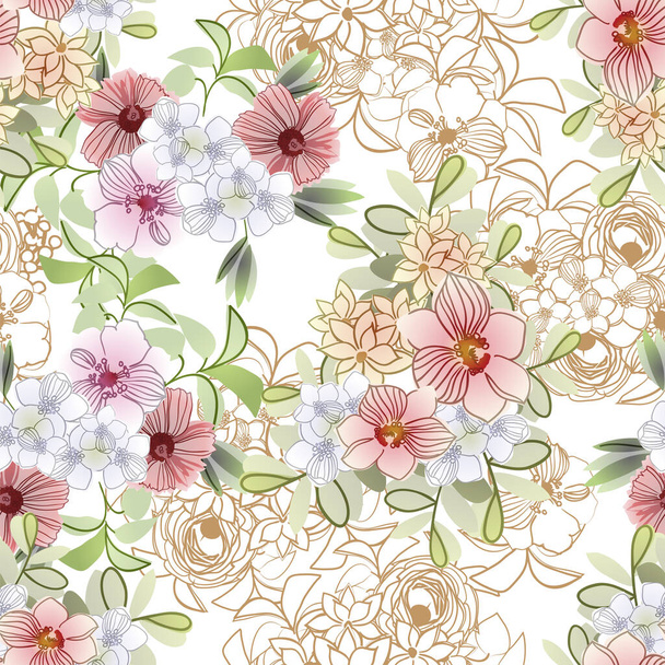 Flowers print. Elegance seamless pattern. - Vektör, Görsel