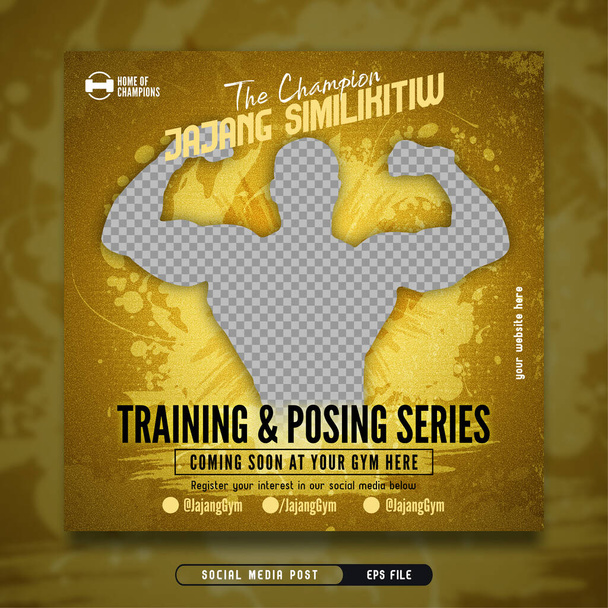 Fitness gym training announcement square banner template - Vector, Image