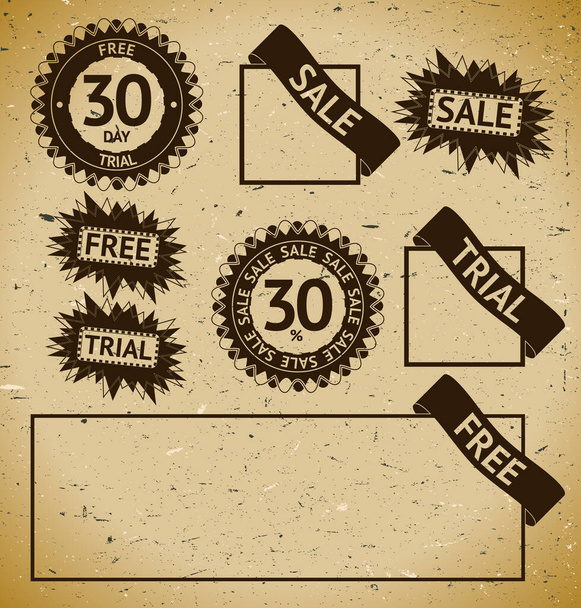 Sale, free and trial vintage stamp labels - Vector, Image