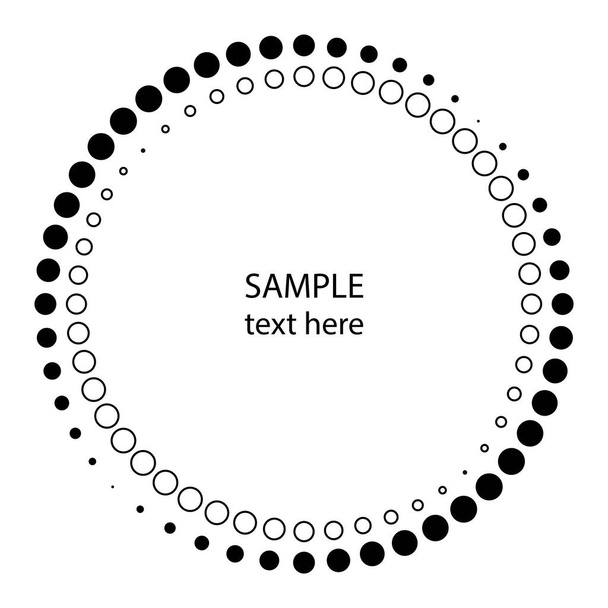 Black concentric halftone dots in round form - Vector, Image
