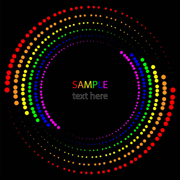 Halftone dots in rainbow colors. Geometric dotted shape - Vector, Image