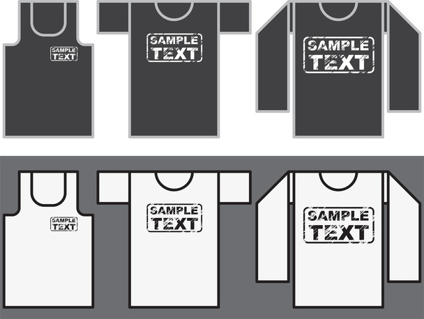 Singlet, T-shirt and Long-sleeved shirt template. - Vektör, Görsel