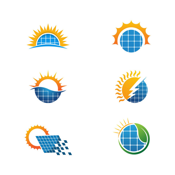 Modello di illustrazione dell'icona del vettore energia solare - Vettoriali, immagini