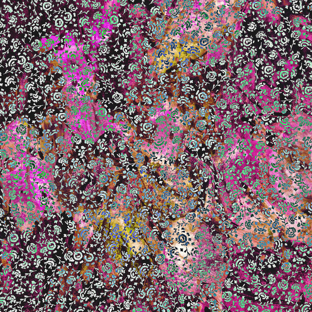 Acuarela floral de alta definición repetida aislada en una superficie de textura creativa - Foto, Imagen