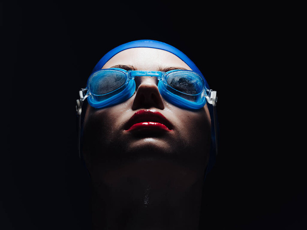 woman athlete in swimming goggles Professional - Photo, Image