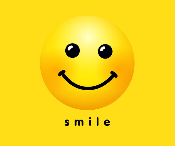 Smile icon, holiday banner design. Smiling emoticon vector logo on yellow background. World Smile Day, October 1 - Vector, Image