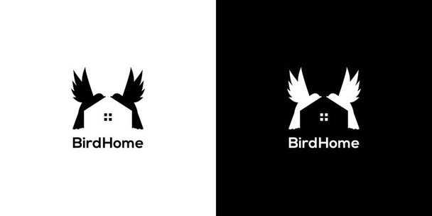 シンプルで魅力的なバードハウスのロゴデザイン - ベクター画像