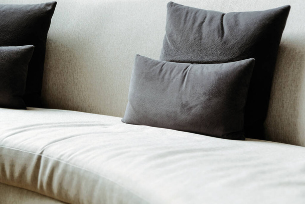 Dettaglio immagine cuscino su divano, soggiorno moderno. - Foto, immagini