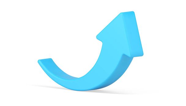 Growth arrow 3d icon. Blue curved directional element - Вектор,изображение