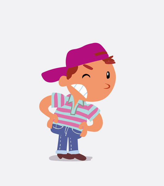 personagem de desenho animado de menino em jeans suspeitando de algo errado - Vetor, Imagem