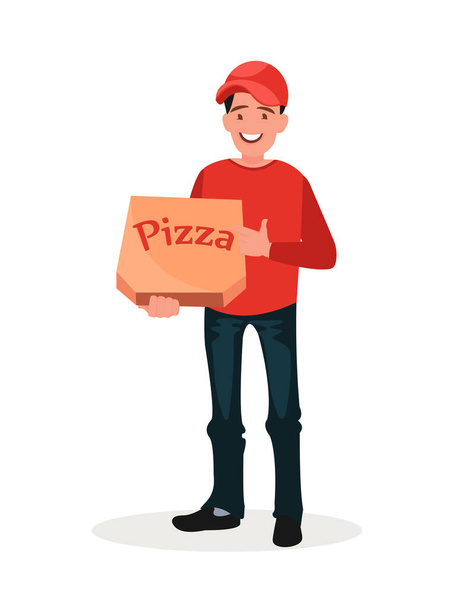 Online pizza order. The concept of e-commerce. Online fast food delivery service. Vector illustration in a flat style. - Vector, Image