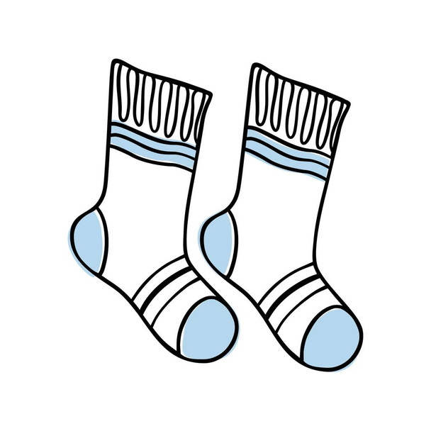 Χειροποίητο σκίτσο από μάλλινες κάλτσες που απομονώνονται σε λευκό φόντο. Εικονογράφηση διανυσμάτων. Υποδήματα σχεδίου για κάρτα, πανό, αφίσα, φυλλάδιο, κατάστημα - Διάνυσμα, εικόνα