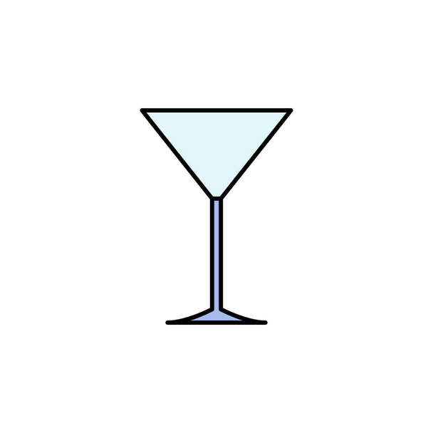 Martini lasi, pöytä etiketti värillinen kuvake. Voidaan käyttää web, logo, mobiilisovellus, käyttöliittymä, UX värillinen kuvake - Vektori, kuva