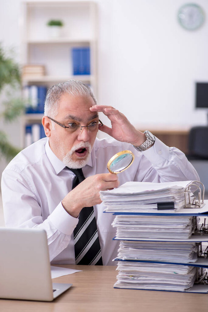 Old male auditor working in the office - Photo, Image