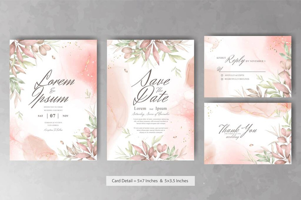 Set von Greenery Floral Frame Hochzeitseinladungskarte Vorlage mit Aquarell Hand gezeichnet Floral - Vektor, Bild