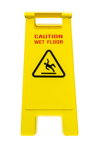 Wet floor and cleaning in progress isolated on white background.clipping path - Photo, Image