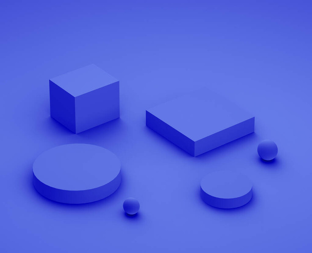 3d királyi kék és lila platform minimális stúdió háttér. Absztrakt 3D geometriai alakú tárgy illusztráció render. Kozmetikai és szépségápolási termékek megjelenítése. - Fotó, kép