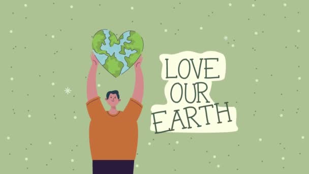 Szerelem földünk betű ember emelő föld szíve - Felvétel, videó